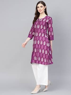 purple printed Cotton kurti 3