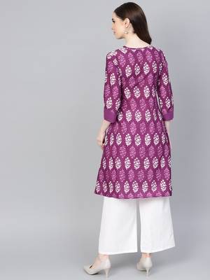 purple printed Cotton kurti 5