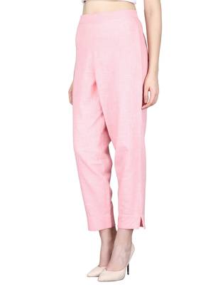 Pink Cotton Slub Straight Pants 2