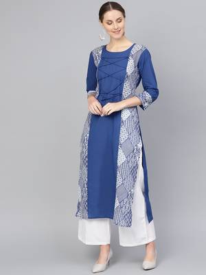Blue printed Cotton kurti 1