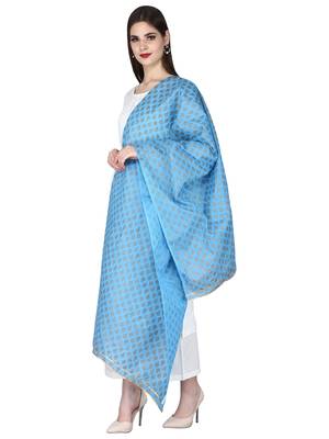 Blue Women's Hand Block Printed Dupatta 3