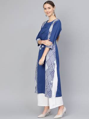 Blue printed Cotton kurti 3
