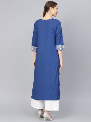 Blue printed Cotton kurti 4