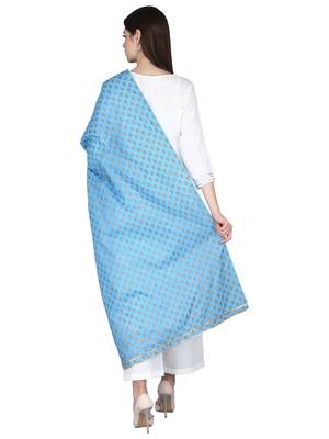 Blue Women's Hand Block Printed Dupatta 4