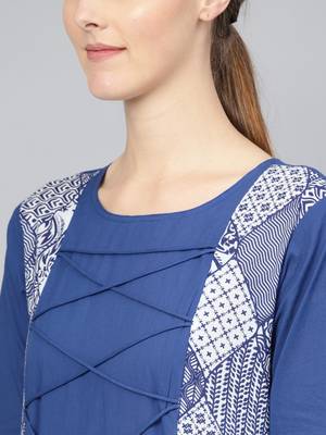 Blue printed Cotton kurti 5