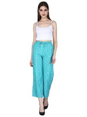   Green Rayon Printed Palazzo 1