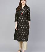 Black printed Cotton kurti