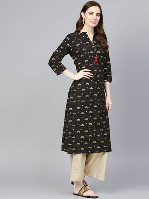 Black printed Cotton kurti 2