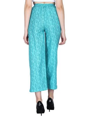   Green Rayon Printed Palazzo 4