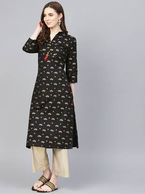 Black printed Cotton kurti 3