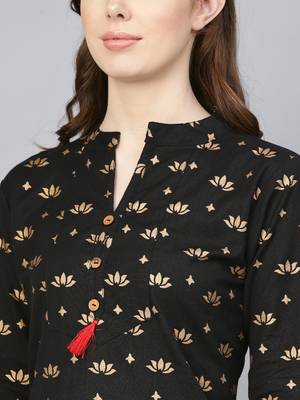 Black printed Cotton kurti 4