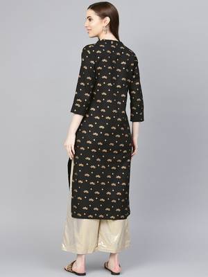 Black printed Cotton kurti 5