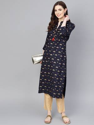 Blue printed Cotton kurti 1