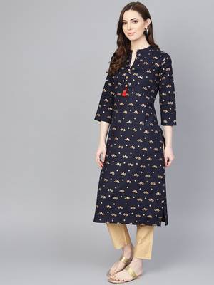 Blue printed Cotton kurti 3
