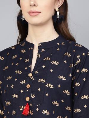 Blue printed Cotton kurti 4