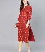 Red printed Cotton kurti