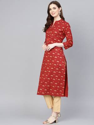 Red printed Cotton kurti 3