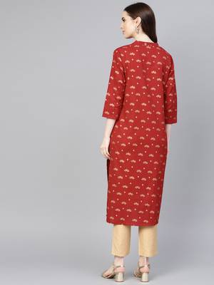 Red printed Cotton kurti 5