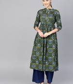 Green printed Cotton kurti