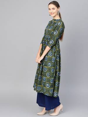 Green printed Cotton kurti 2
