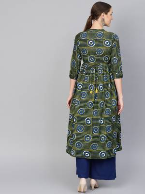 Green printed Cotton kurti 5