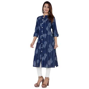 Blue printed Cotton kurti 3