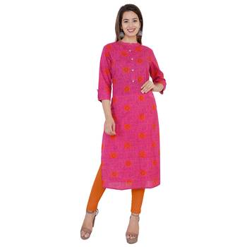 Pink printed Cotton kurti 1