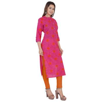 Pink printed Cotton kurti 2