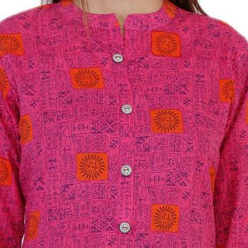 Pink printed Cotton kurti 4