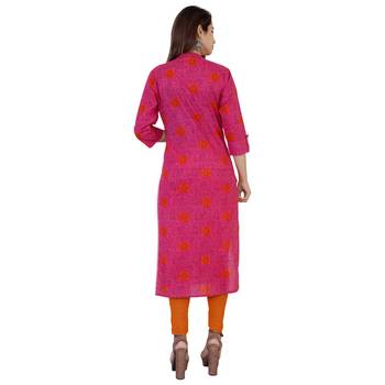 Pink printed Cotton kurti 5