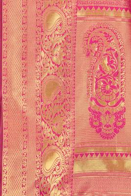Pink woven banarasi silk saree with blouse 3
