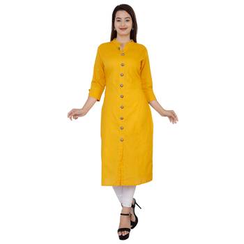 mustard printed Cotton kurti 1