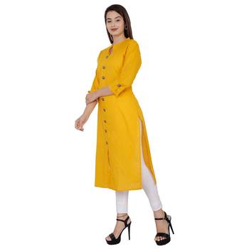 mustard printed Cotton kurti 3