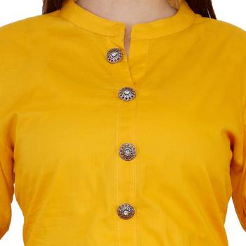 mustard printed Cotton kurti 4