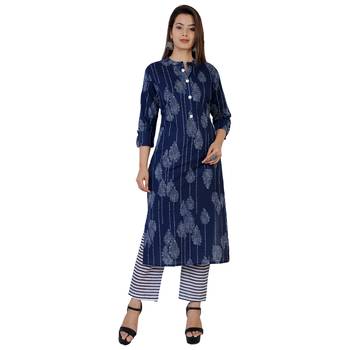 Blue printed Cotton kurti 1