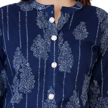 Blue printed Cotton kurti 4
