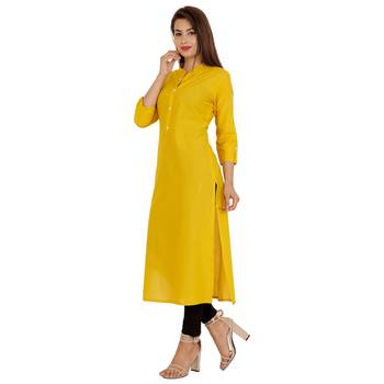 mustard printed Cotton kurti 3