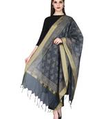 black Rayon Plain/Solid Round Neck Ethnic Set With Beautiful Gold Printed Duptta