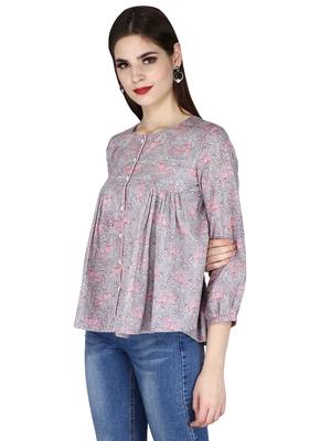 Grey Printed Cotton Top 3