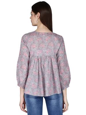 Grey Printed Cotton Top 4