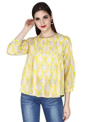 Yellow Printed Cotton Top 2