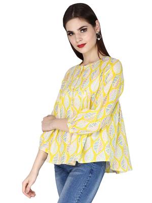 Yellow Printed Cotton Top 3