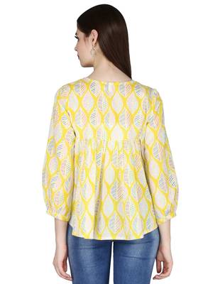 Yellow Printed Cotton Top 4