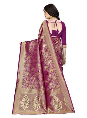 Purple woven banarasi silk saree with blouse 2
