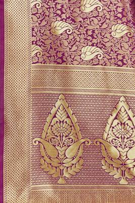Purple woven banarasi silk saree with blouse 4