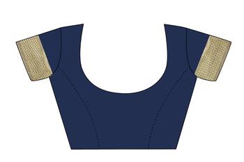 Navy blue woven banarasi silk saree with blouse 3