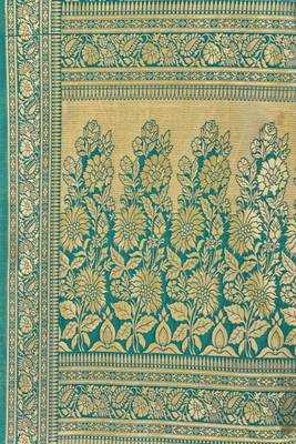 Green woven banarasi silk saree with blouse 4