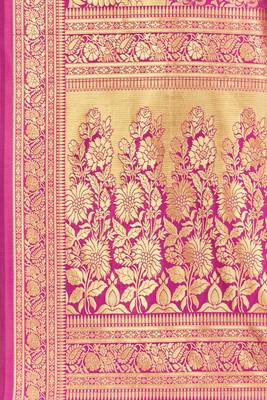 Pink woven banarasi silk saree with blouse 4