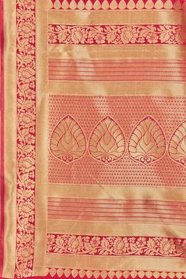 Red woven banarasi silk saree with blouse 4