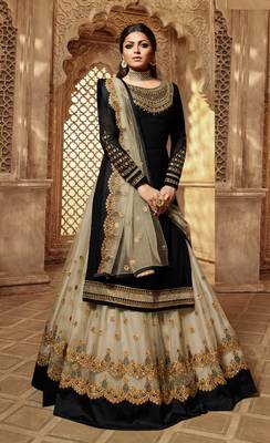 Black embroidered faux georgette salwar 1